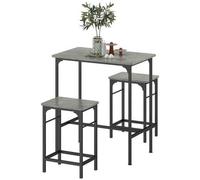 Shein Juego de mesa de bar con taburetes, mesa de comedor con 2 sillas y patas antideslizantes, mesa de cocina para comedor, cocina, gris