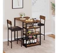 Shein Juego de mesa de comedor para 2, juego de mesa de comedor con 3 niveles de almacenamiento, juego de mesa de cocina de bar con 2 sillas tapizadas, jueg