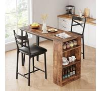 Shein Juego de mesa de comedor para 2, mesa de bar de cocina y sillas para 2, juego de mesa de cocina de 3 piezas con 2 sillas tapizadas, juego de mesa de b