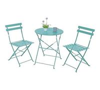 Shein Juego de Mesa Plegable de 3 Piezas para Jardín - Acero Resistente, Anticorrosivo, Ideal para Exteriores, Patio y Balcón