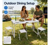 Shein Juego de mesa plegable portátil con 4 sillas para jardín, patio, camping y actividades al aire libre