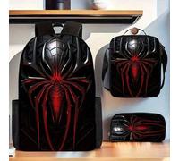 Shein Juego de mochila Spider de 3 piezas, que incluye un bolso de hombro y un estuche para lápices, adecuado para uso diario en la escuela, senderismo y ac