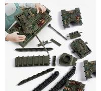 Shein Juego de modelos a escala de avión de plástico, tanque, avión en miniatura SU-57, tanque M1A2, tanque Leopard T-14. Juguete, regalo de vuelta al coleg