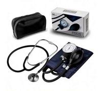 Shein Juego de monitoreo de presión arterial aneroide manual todo en uno, esfigmomanómetro de brazo manual, esfigmomanómetro con estetoscopio de doble cabez