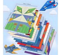 Shein Juego de origami de 32 piezas de aviones de papel, modelos de aviones plegables 3D hechos a mano, manualidades de origami coloridas, adecuados para ad