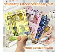 Shein Juego de papelería infantil con diseños de dibujos animados, útiles creativos de aprendizaje, caja de papelería y set de 6 piezas de papelería, adecua