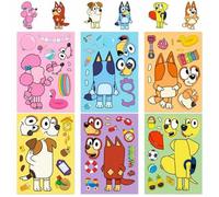 Shein Juego de pegatinas creativas de Bluey - Arte con pegatinas estimulante del cerebro con personajes de dibujos animados (Bingo y amigos) Actividad DIY d