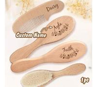 Shein Juego de peines personalizados para niños, juego de peines de madera lindos, juego de aseo con nombre personalizado, regalo personalizado de vuelta a
