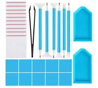 Shein Juego de pintura de diamantes azul 5D - Juego de manualidades DIY completo, equipado con herramientas multifuncionales, cajas de bordado, bolígrafos a