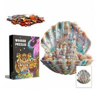 Shein Juego de rompecabezas de madera en forma de castillo de Pearl Harbor, un juego de fiesta único, rompecabezas de madera con forma de animal asimétrico,