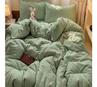 Shein Juego de ropa de cama con funda nórdica verde liso súper suave 2/3 piezas/set, suave, transpirable y sin arrugas, mejor para dormir, estilo hotel de l