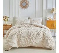 Shein Juego de ropa de cama de 2/3 piezas con cubrecama acolchado de jacquard de poliéster color caqui rosa, juego de ropa de cama de lujo moderno para toda