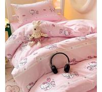Shein Juego de ropa de cama de 2/3 piezas con estampado lindo - Hello Kitty/Kuromi/Cinnamoroll/Pochacco (1 funda nórdica + 1/2 fundas de almohada, sin relle