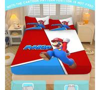Shein Juego de ropa de cama de 2/3 piezas de Super Mario con estampado 3D de dibujos animados para niños, niñas, adolescentes, tamaños cama individual, matr