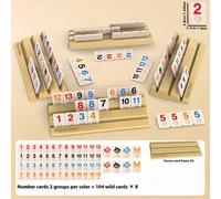 Shein Juego de Rummy Cube con 4 estantes/bandejas de madera, 104 piezas de cubo grande (1.49 pulgadas*1.06 pulgadas/3.8 cm*2.7 cm), juego de mesa clásico pa