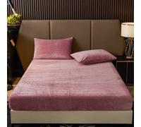 Shein Juego de sábana ajustable de 2/3 piezas de terciopelo color lila claro, suave y cálido, con diseño sólido y esponjoso. Tamaño King, Queen, Full o Twin