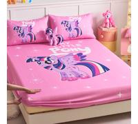 Shein Juego de sábanas ajustadas con estampado de My Little Pony de 2/3 piezas, sábana, funda de colchón amigable con la piel, cómoda y suave, de varios tam