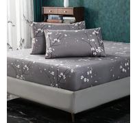 Shein Juego de sábanas ajustadas de microfibra suave con estampado floral - Mejor lujo 2/3 piezas Sábanas blancas - Incluye 1 sábana ajustada + 1/2 fundas d