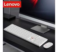 Shein Juego de teclado y mouse inalámbricos de doble modo Lenovo Professional para oficina y hogar | Teclado de 105 teclas con diseño completo y teclado num