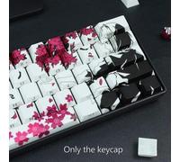Shein Juego de teclas con grabado lateral de material PBT, teclas con diseño de Sakura, cuervo y chica de anime, perfil CHERRY adecuado para interruptores M