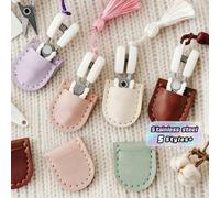 Shein Juego de tijeras portátiles y mini de acero inoxidable, adecuado para viajes y actividades de manualidades, viene con funda protectora y decoración co