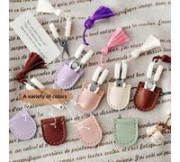 Shein Juego de tijeras portátiles y mini de acero inoxidable, adecuado para viajes y actividades de manualidades, viene con funda protectora y decoración co