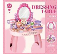 Shein Juego de tocador de maquillaje de juego de roles para niñas de 3 a 6 años, incluye espejo de maquillaje y peine, juguete interactivo para padres e hij