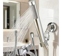 Shein Juego de tres piezas de alcachofas de ducha de mano cilíndricas de alta presión con boquillas de goma. Alcachofas de ducha redondas montadas en la par