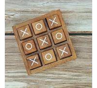 Shein Juego de XO de madera clásico (incluye 9 bloques + 1 base), Tres en raya de madera, adecuado para niños y niñas, juego para 2 jugadores, decoración de