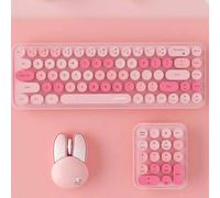 Shein Juego inalámbrico de teclado y ratón en tres en uno, de color rosa mezclado, altamente atractivo, lindo y dulce, adecuado para escritorio, portátil, t