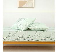 Shein Juegos de sábanas ajustadas de microfibra suave con estampado floral - Mejor lujo 2/3 Juego de sábanas blancas - Incluye 1 sábana ajustada + 1/2 funda