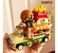 Shein Juguete de bloques de construcción de 638 piezas, camión de hamburguesas, camión de postres, camión de helados mini, set de bloques de construcción, o