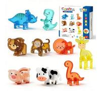 Shein Juguete de bloques de construcción magnéticos de animales pequeños de granja de dinosaurios, regalo de cumpleaños, regreso a la escuela, Halloween, Ac