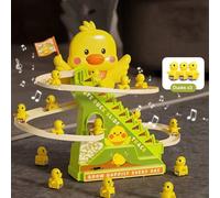 Shein Juguete de pato que sube escaleras para niños con música y luces, escalada de escaleras automática, adecuado para niños de 3+ años, juguete eléctrico