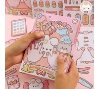 Shein Juguete de pegatinas de salón de uñas DIY, libro de manualidades para niños, libro de corte silencioso, regalo sin terminar, escena simulada de salón