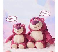 Shein Juguete de peluche de la serie Lotso de Disney Pixar, muñeco de peluche de oso de fresa sentado, muñeco de peluche de dibujos animados lindo, almohada