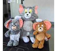 Shein Juguete de peluche largo y lujoso de Tom y Jerry para niños, animales de peluche de la película de anime de dibujos animados Kawaii Gato Ratón, regalo