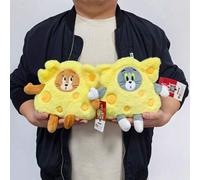 Shein Juguete de peluche suave y cómodo de 16 cm de Tom y Jerry con estilo de queso, muñeco de personajes de dibujos animados de pareja, juguete de peluche