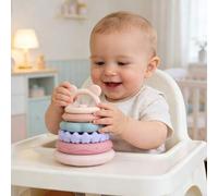 Shein Juguetes apilables de silicona de colores surtidos, juguetes de rompecabezas de educación temprana para bebés, juguetes de percepción de letras, númer