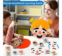 Shein Juguetes de actividad DIY para niños, juegos de puzzles de educación de expresión emocional que incluyen 9 tarjetas emocionales para el aprendizaje so