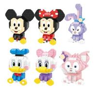Shein Juguetes de bloques de construcción con partículas lindas, juguetes de ensamblaje de Mickey Mouse y Minnie Mouse, regalos de cumpleaños, Halloween, Na