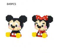 Shein Juguetes de bloques de construcción con partículas lindas, juguetes de ensamblaje de Mickey Mouse y Minnie Mouse, regalos de cumpleaños, Halloween, Na