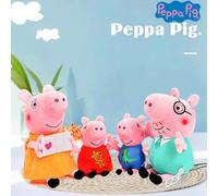 Shein Juguetes de peluche de la familia de Peppa Pig, paquete de 4 unidades que incluye Peppa, George, Mami y Papi, súper suaves y abrazables, juguetes para