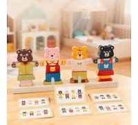 Shein Juguetes educativos Montessori para niños: Bloques de construcción con oso para cambiar de ropa, rompecabezas de vestir, juguetes de aprendizaje para