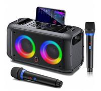 Shein JYX Máquina de Karaoke con 2 micrófonos sin Fil para Adultos y niños, Sistema de Karaoke portátil Prend en Charge Les Fêtes à La Maison, au Camping, S