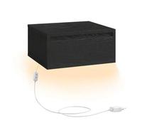 Shein Kailyn Colección - Mesita de Noche Colgante, Luz con 3 Pantallas, Estante de Pared con Cajón, 35 x 40 x 18 cm, Sala de Estar, Dormitorio, Negro Ébano