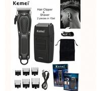 Shein Kemei Marca Cortadora Profesional De Cabello + Afeitadora Eléctrica 2 Piezas / Set Para Uso En El Hogar Para Hombres En El Set Km-1071 Cortadora De Pe