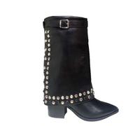 Shein KESCA Botas de media caña para Mujer de Tacón Ancho con Brillo - Elegancia y Estilo para Cada Ocasión,estilo botas camperas de cowboy