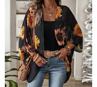 Shein Kimono cubre trajes de baño de vacaciones de verano para mujeres con estampado de girasoles en unicolor para ocasiones casuales