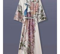 Shein Kimono Haori de talla grande, holgado, con estampado floral de pavo real japonés, chaqueta fina de media longitud, unisex, estilo elegante de Oriente